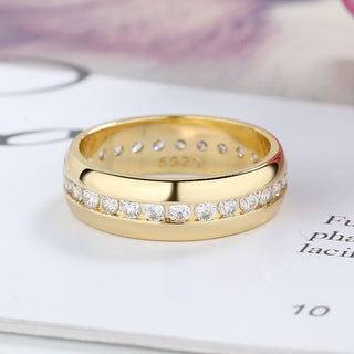 Amy and Annette 14K Gold Channel Set Eternity Band Ring with Crystals