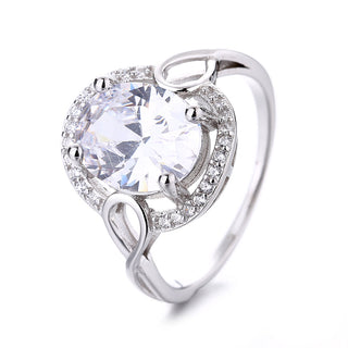 14K White and White Sapphire Halo engagement ring