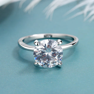 14K Gold and Sterling Silver Round Prong-Set Ring with 4.00 CTTW Brilliant Cut Simulated Diamond