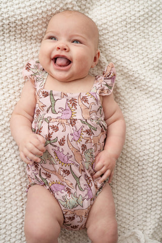 Pink Dino Bubble Romper - By Baano