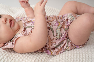 Pink Dino Bubble Romper - By Baano