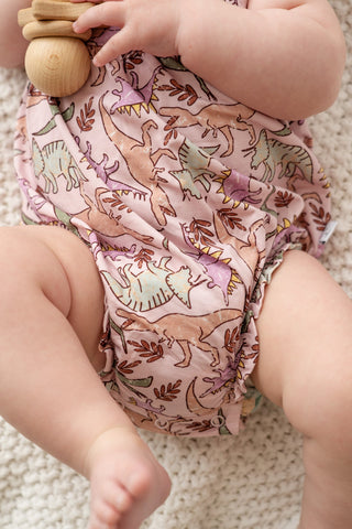 Pink Dino Bubble Romper - By Baano