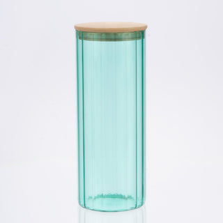 Glass Canister Set & Bamboo Lid - Diamond Blue