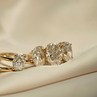 4.0ctw Three Stone Oval Cut Moissanite Engagement Ring Ring Deluxe Fine Jewelry