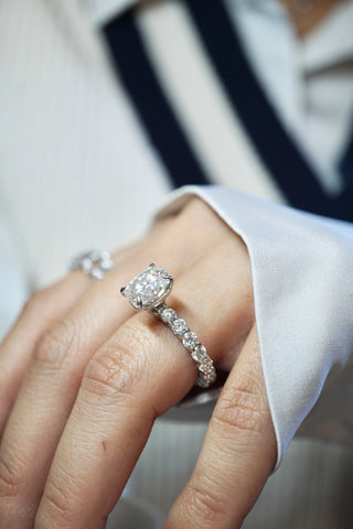 2.5ct Elongated Cushion Cut Eternity Engagement Ring Ring Deluxe Fine Jewelry