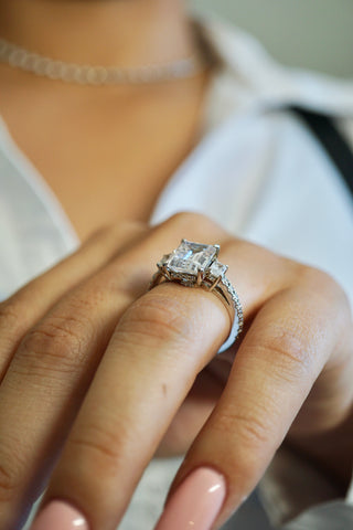 2.5ct Emerald Cut Moissanite Engagement Ring Ring Deluxe Fine Jewelry