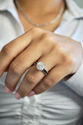 3.5ct Round Cut Moissanite Double Halo Engagement Ring Ring Deluxe Fine Jewelry