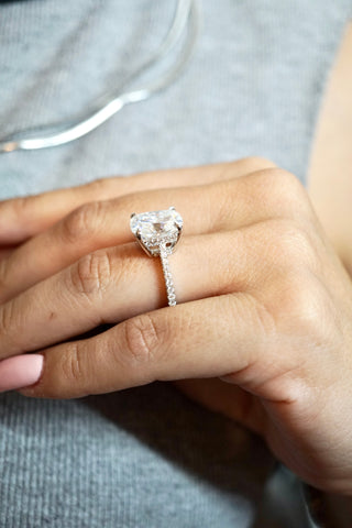 6.0ct Cuhsion Cut Moissanite Lab Diamond Accented Engagement Ring Ring Deluxe Fine Jewelry