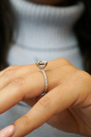 3.0ct Round Cut Moissanite Accented Engagement Ring Ring Deluxe Fine Jewelry