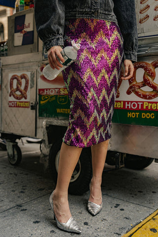 BE HAPPY FRIEND SEQUIN MIDI SKIRT - By Baano