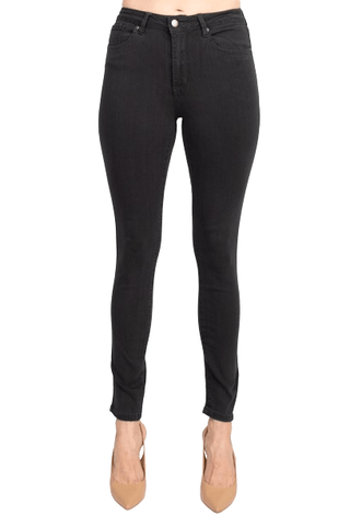 Velvet Heart Mid Waist Skinny Jeans Stretch Button & Zipper Fly Closure Denim Pants with Pockets - Glamourous Grace