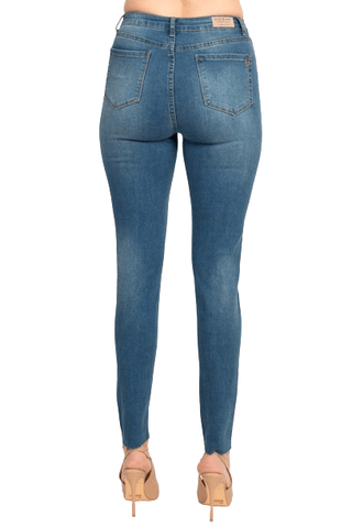 Velvet Heart Mid Waist Skinny Stretch Button Closure Denim Pants with Pockets - Glamourous Grace