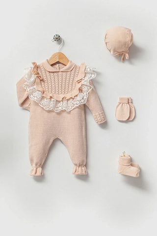 Daphne Beige Newborn Knitwear Coming Home Set (5 pcs) - By Baano