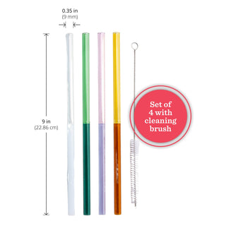 Two-Toned Juice and Smoothie Glass Straws, Set of 4