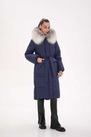 Genuine Silver Fox Down Fill Coat
