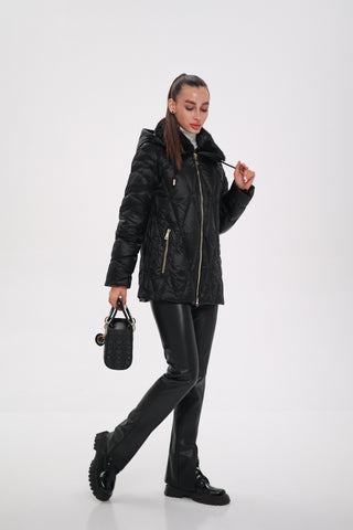 Genuine Mink Fur Trim Down Coat