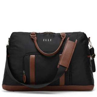Luxe Journey 30L Twill and Vegan Leather Weekender Duffel Bag - By Baano