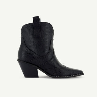 ISABEL: WESTERN BOOTIE - BLACK SNAKE - By Baano