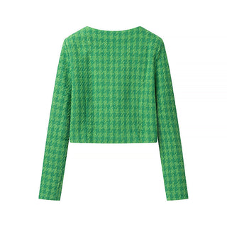Emerald Green Tweed-Style Short Jacket For Women, SoHo, BYMANYC New York.
