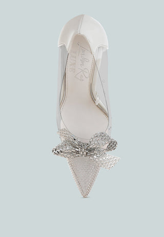 Erika Rhinestones Embellished Clear Pump Shoes