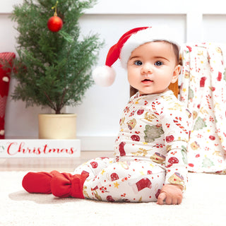 Bamboo Holiday Baby Zip Romper – Christmas One-Piece Pajamas - Noel - By Baano