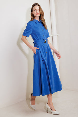 LUXE LIVING BLUE WOVEN MIDI DRESS - By Baano