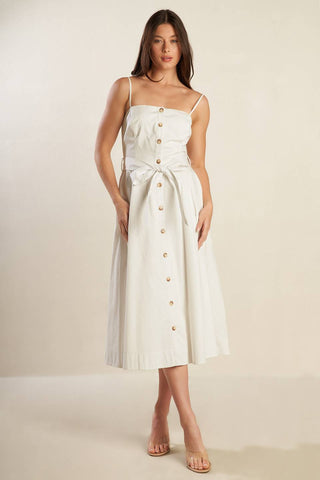 A DAY IN THE MEADOW WHITE WOVEN MIDI DRESS - By Baano