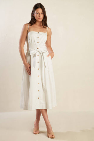 A DAY IN THE MEADOW WHITE WOVEN MIDI DRESS - By Baano