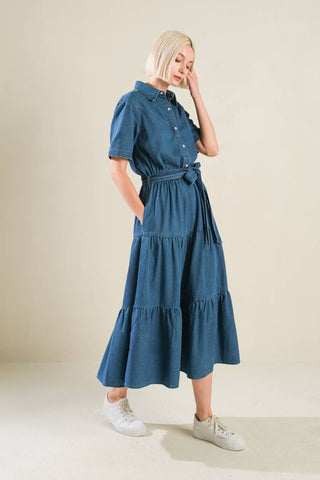 ABSOLUTE EDGE DENIM MIDI DRESS - By Baano