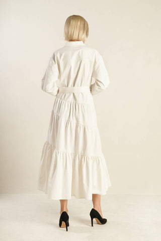 ANYTIME NOW WOVEN TWILL MIDI DRESS - By Baano