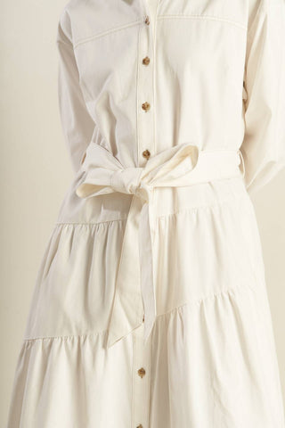 ANYTIME NOW WOVEN TWILL MIDI DRESS - By Baano