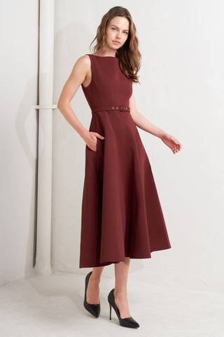 LIVING THE DREAM WINE WOVEN MIDI DRESS - By Baano