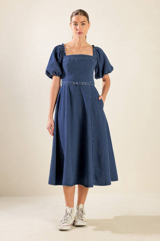 ALL SPRUCED UP DENIM MIDI DRESS - By Baano