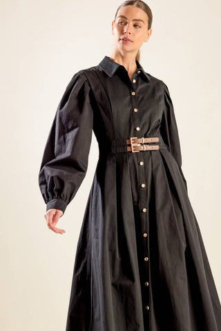 MIDNIGHT MASQUERADE WOVEN MIDI DRESS - By Baano