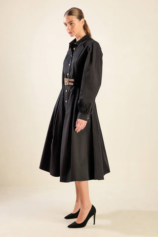 MIDNIGHT MASQUERADE WOVEN MIDI DRESS - By Baano