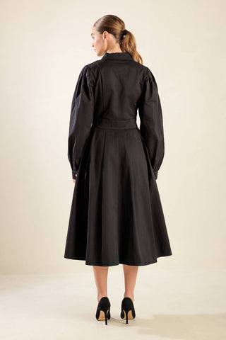 MIDNIGHT MASQUERADE WOVEN MIDI DRESS - By Baano