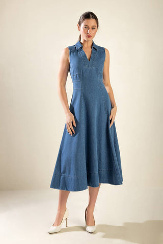 THE GENEVIEVE DENIM MIDI DRESS - By Baano