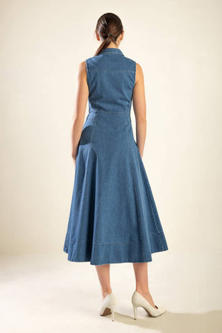THE GENEVIEVE DENIM MIDI DRESS - By Baano