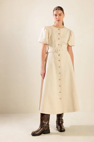 CAPTURED BY THE NIGHT TWILL MIDI DRESS - By Baano