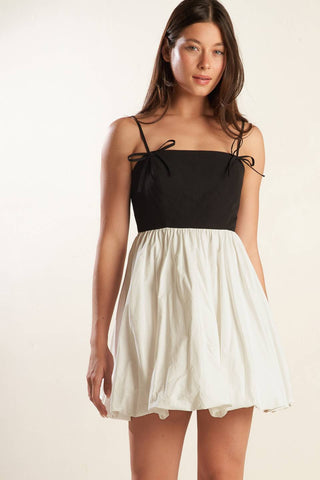 PATIO SENSETS WOVEN COMBINATION MINI DRESS - By Baano