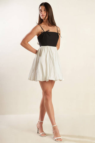 PATIO SENSETS WOVEN COMBINATION MINI DRESS - By Baano