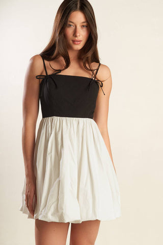 PATIO SENSETS WOVEN COMBINATION MINI DRESS - By Baano