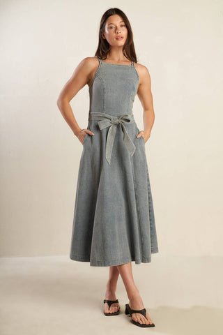 A DAY AT THE VINEYARD DENIM MIDI DRESS - By Baano