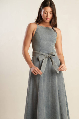 A DAY AT THE VINEYARD DENIM MIDI DRESS - By Baano