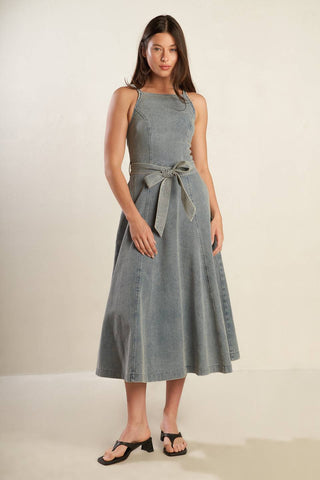 A DAY AT THE VINEYARD DENIM MIDI DRESS - By Baano