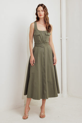 OLIVE GROVE WOVEN MIDI DRESS - By Baano