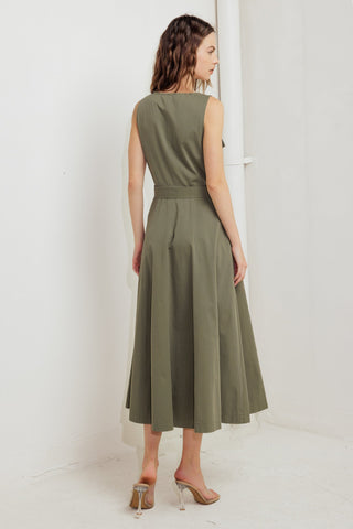 OLIVE GROVE WOVEN MIDI DRESS - By Baano