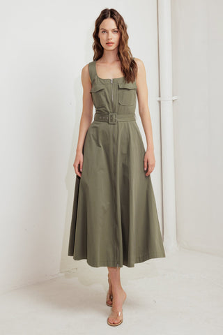 OLIVE GROVE WOVEN MIDI DRESS - By Baano