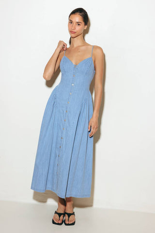 BLUEBELL BREEZE LIGHTWEIGHT DENIM MIDI DRESS - By Baano
