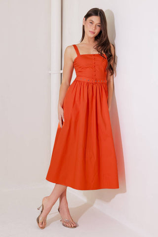 NO TIMELINE TOMATO WOVEN MIDI DRESS - By Baano